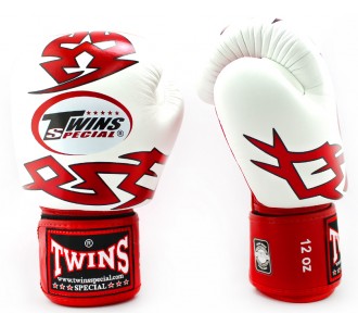 Боксерские перчатки Twins Special с рисунком (FBGV-28 red/white)